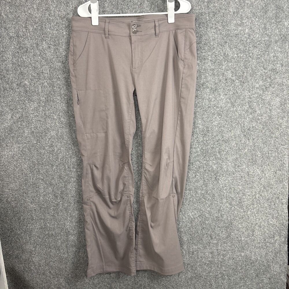 PrAna Hiking Pants Womens Size 14 Brown Roll Hem Outdoor Nature